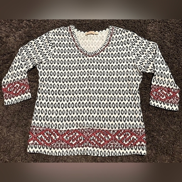 Choices Tops - Choices Black Red White Embroidered Detail Top Sz. Large